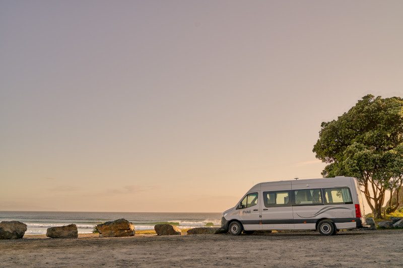 Motorhome by beach